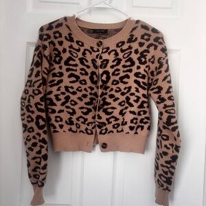 Leopard Print Button-Up Sweater